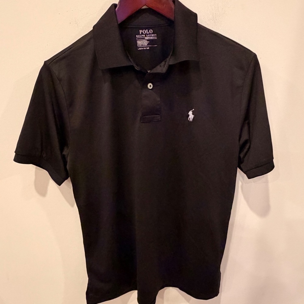 Polo Ralph Lauren Performance Kids Black Short Sleeve Polo Shirt Large 14-16